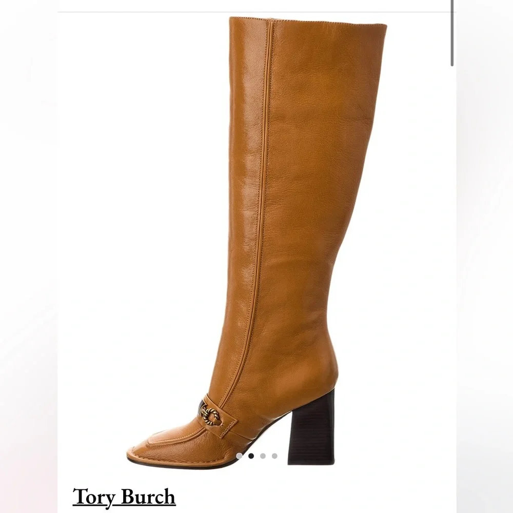 Tory Burch Perrine Tall Leather Knee-High Boot -  in caramel corn leather